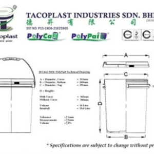 7 Liter PolyPail Technical Drawing